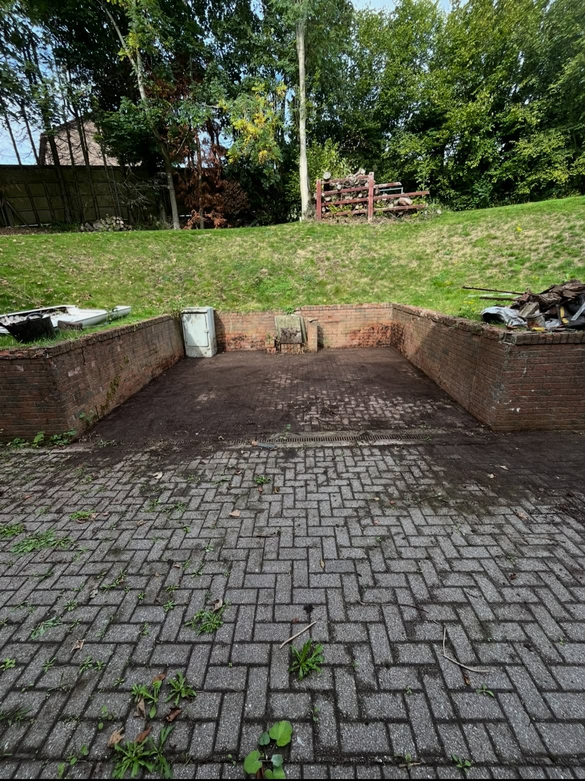 Patio before cleaning, Caerphilly