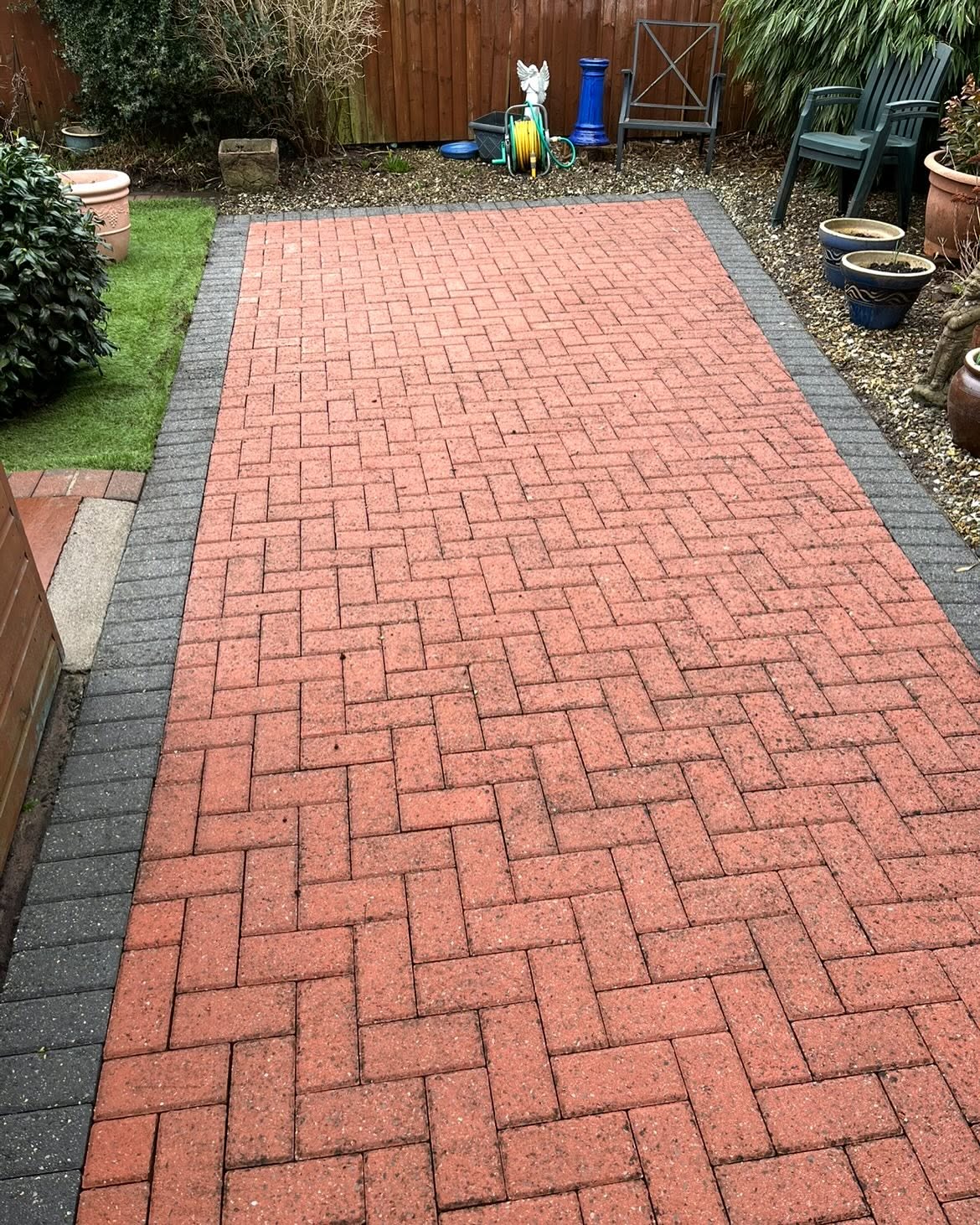 Clean patio in a Caerphilly garden
