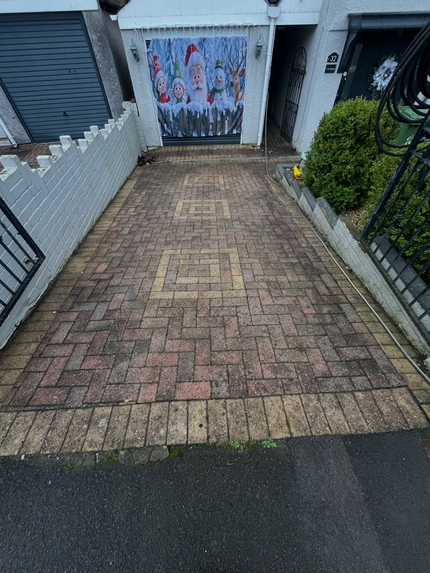 Driveway before cleaning, Caerphilly