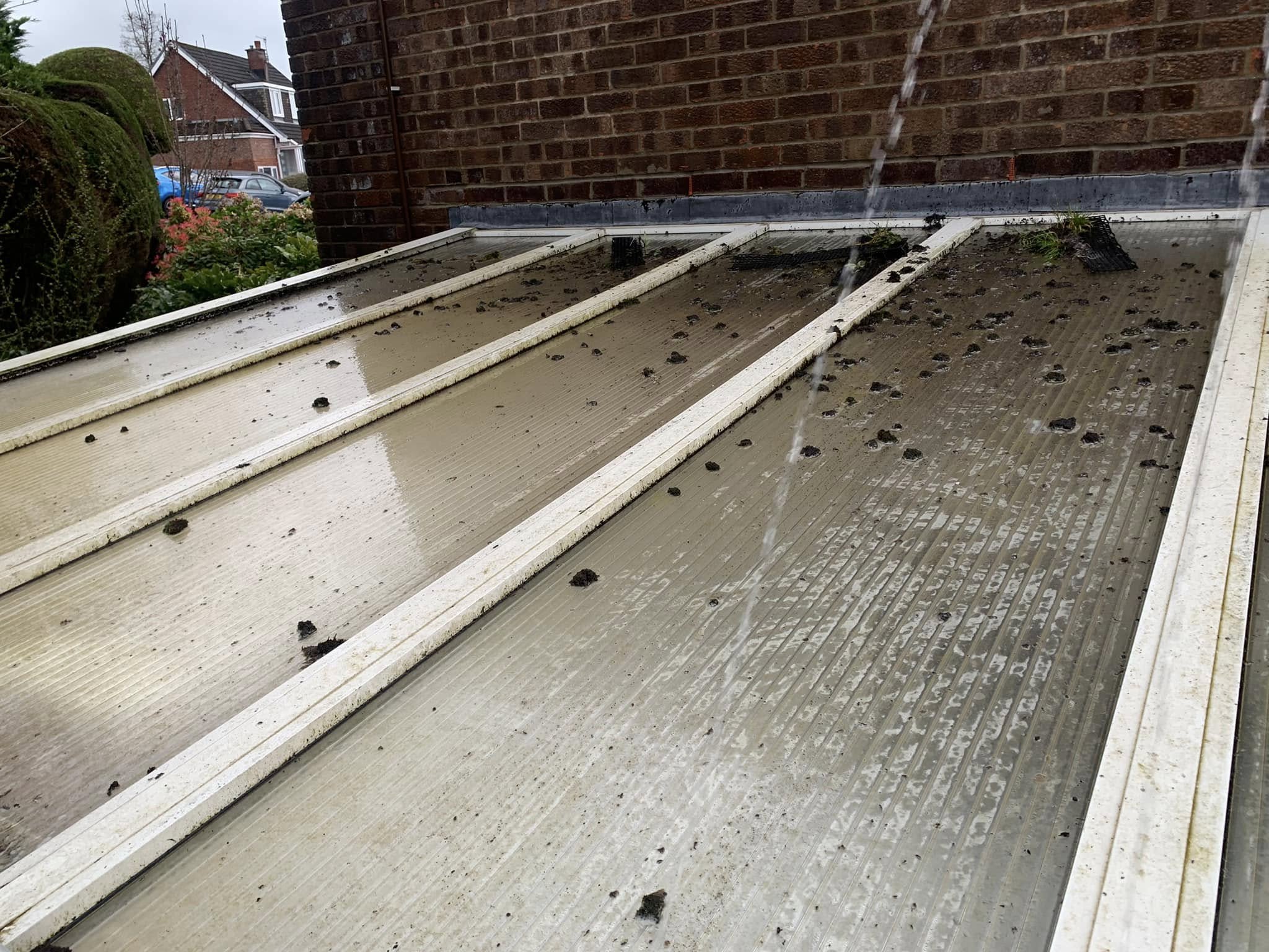 Sandstone patio before cleaning, Caerphilly