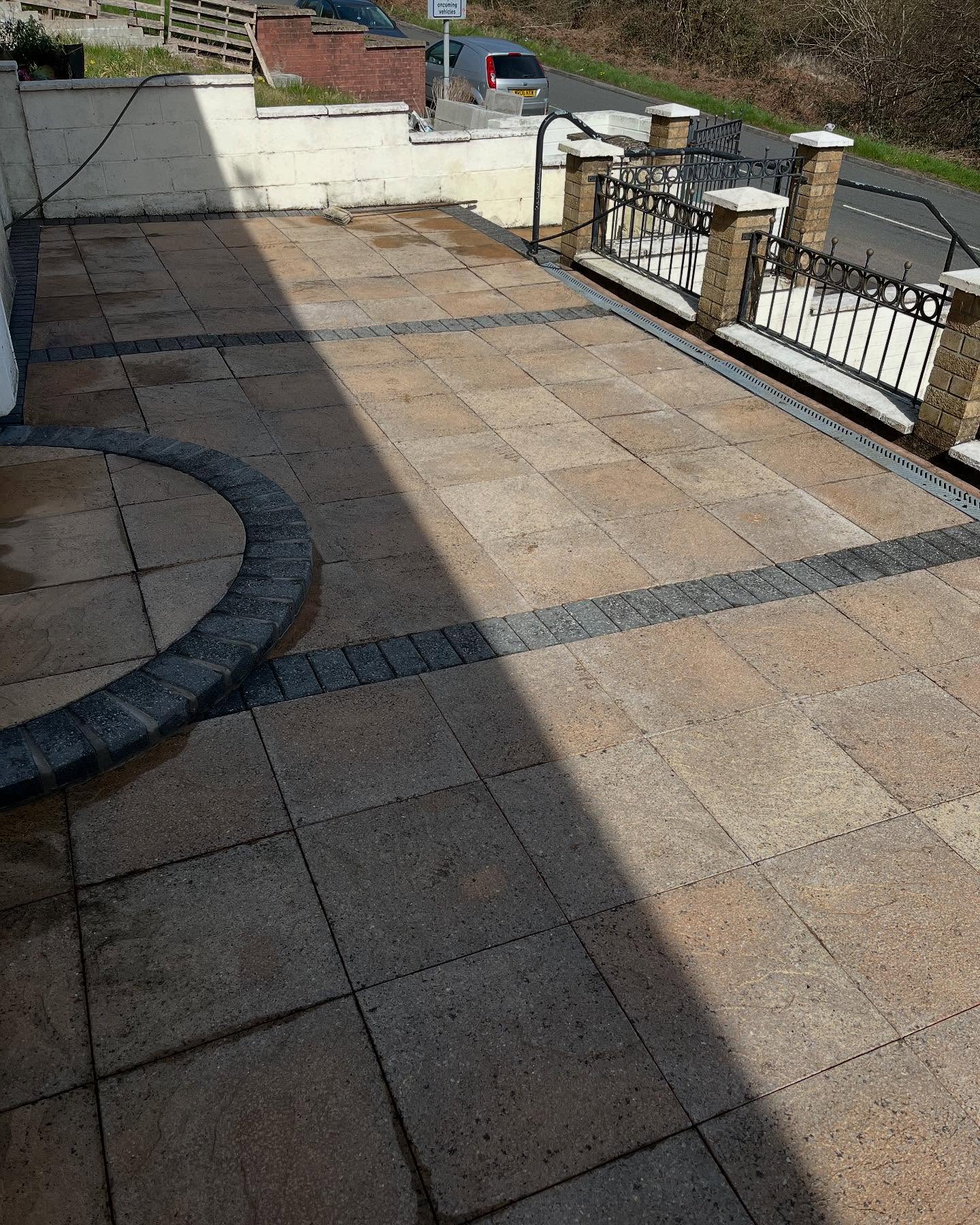 Finished herringbone driveway, Caerphilly