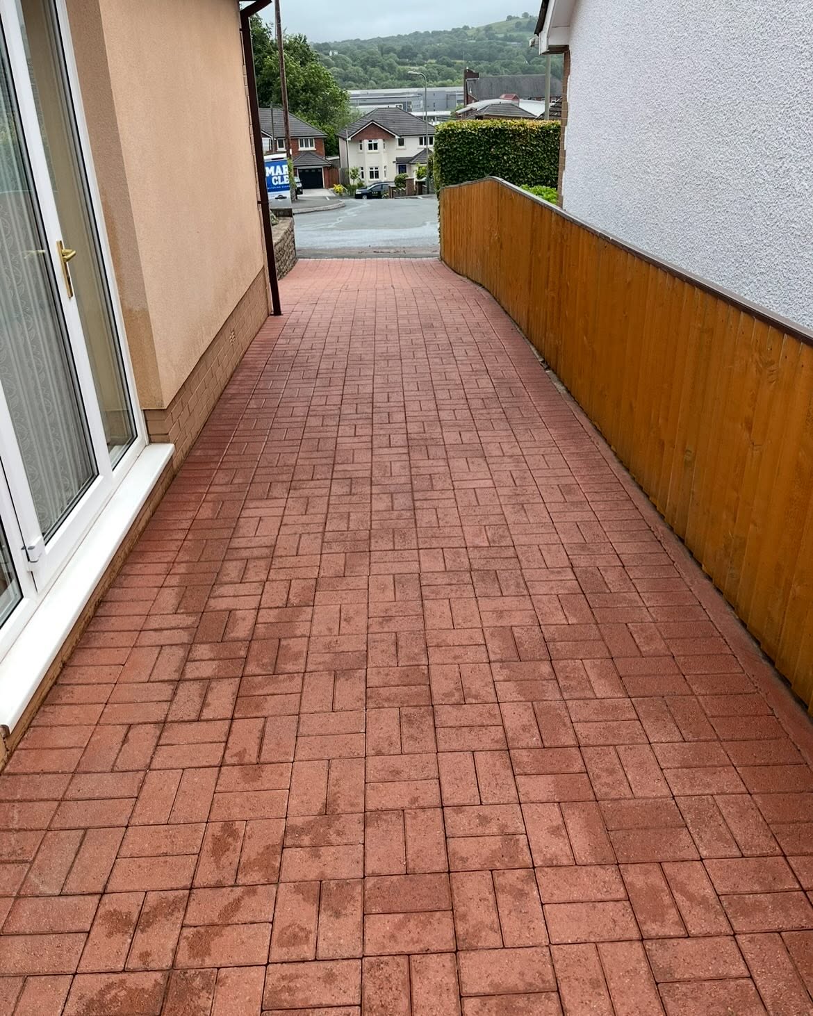 Finished red brick pathway
